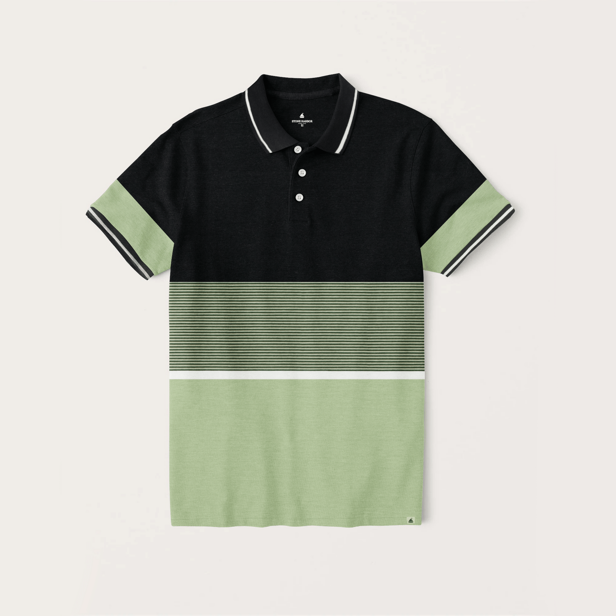 Stone Harbor Men's Polo Shirt MEN'S PREMIUM BLOCK STRIPER POLO