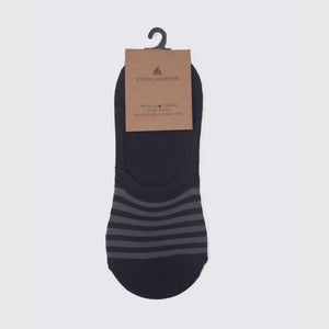 Stone Harbor Men's Socks MEN'S BLACK STRIPER INVISIBLE SOCKS