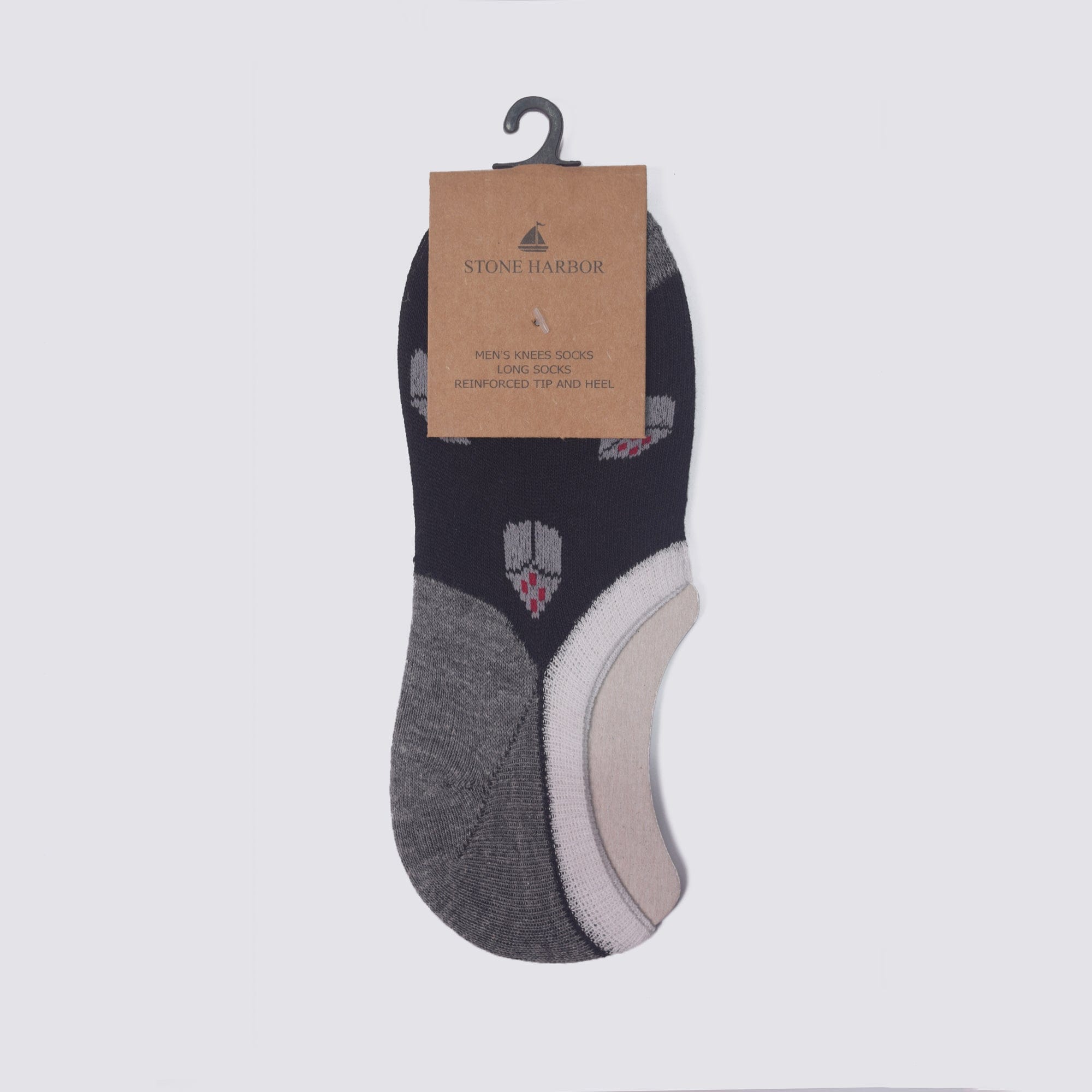 Stone Harbor Men's Socks MEN'S STONE HARBOR DICE GREY BLACK CONTRAST INVISIBLE SOCKS