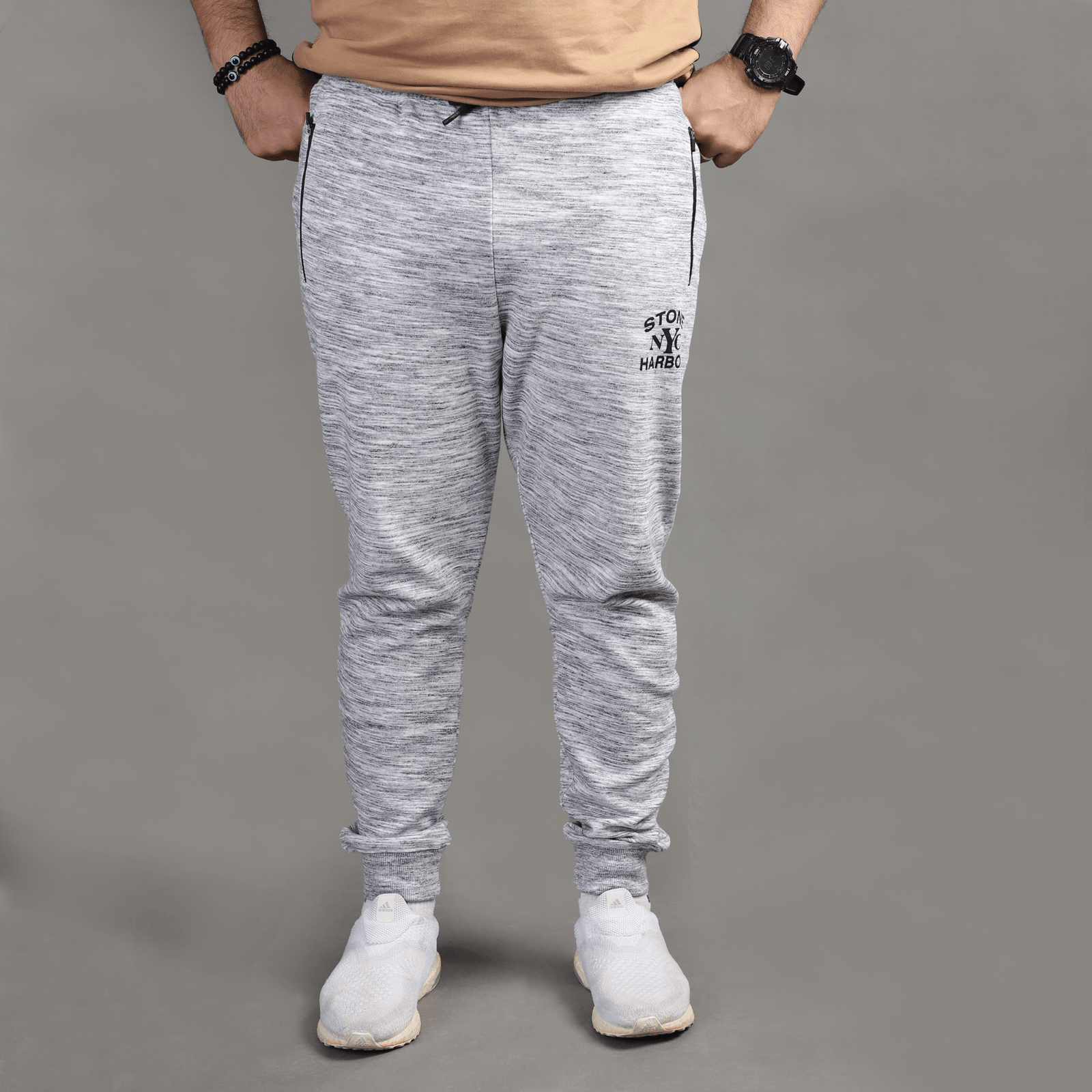 Stone Harbor Men's Sweat Pants MEN'S GREY TEXTURED JOGGER TROUSER