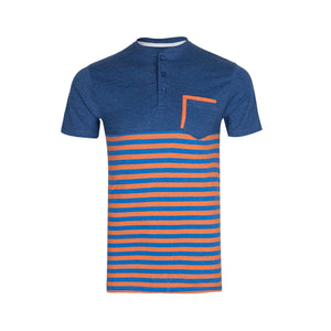 Stone Harbor Men's T-Shirt Blue / Striper / S MEN'S HENELY NECK TRENDY TEE SHIRT