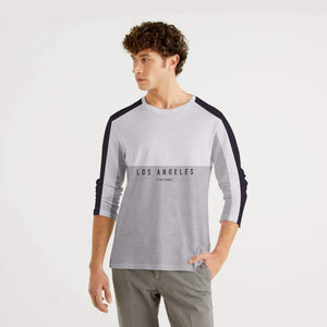 Stone Harbor Men's T-Shirt Grey/White / S MEN'S STONE HARBOR LOS ANGLELES LONG SLEEVES CREW NECK TEE SHIRT