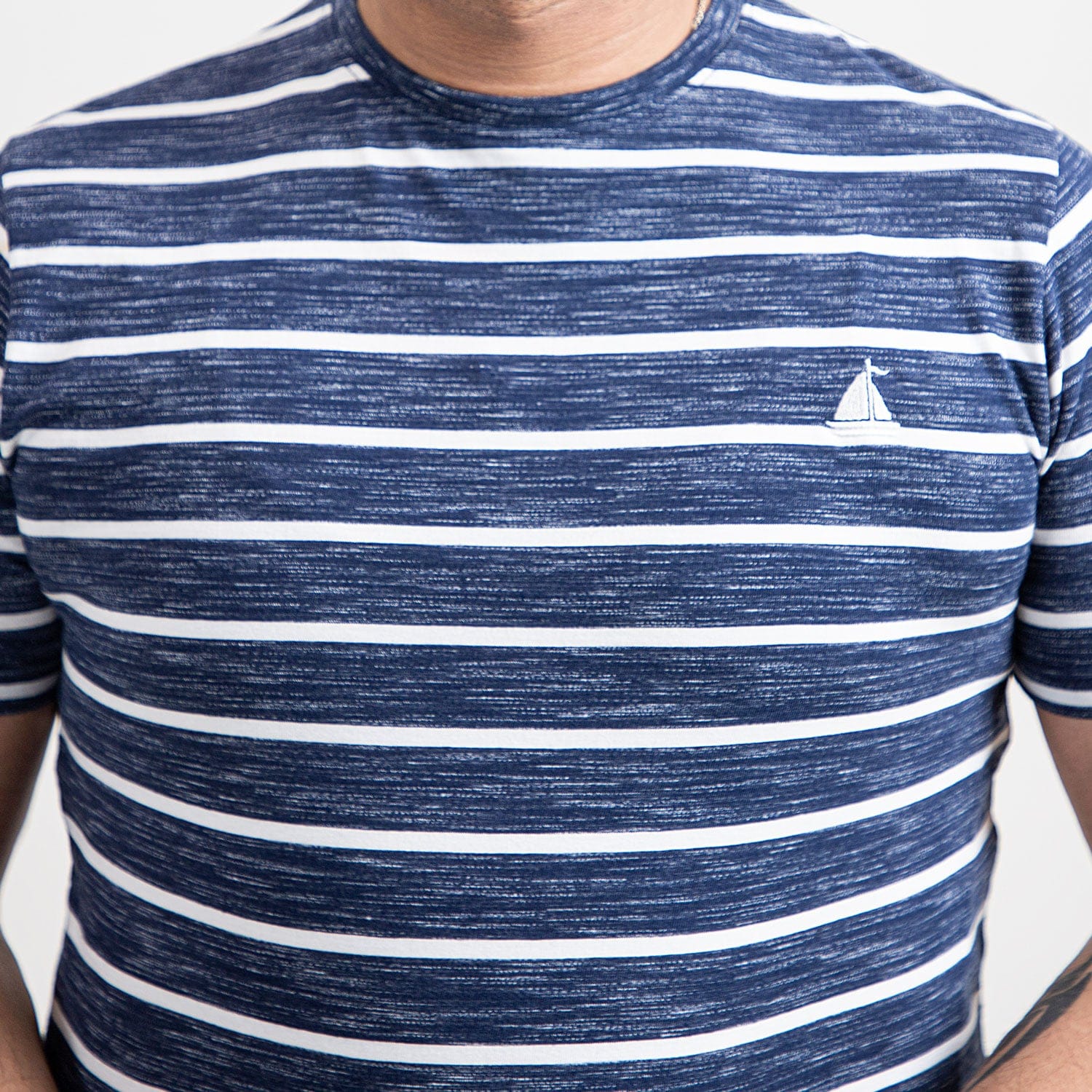 Stone Harbor Men's T-Shirt MEN'S NAVY STRIPER CREW SHIRT