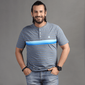 Stone Harbor Men's T-Shirt Striper / S MEN'S MUSCLE FIT HENLEY NECK TEE SHIRT