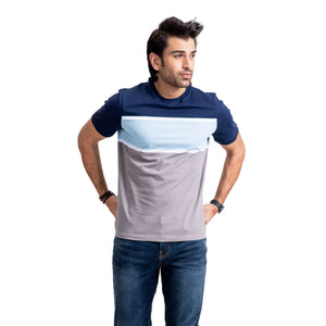 Stone Harbor Men's Tee Shirt Blue / S MEN'S YARN DYED PANELS TEE SHIRT