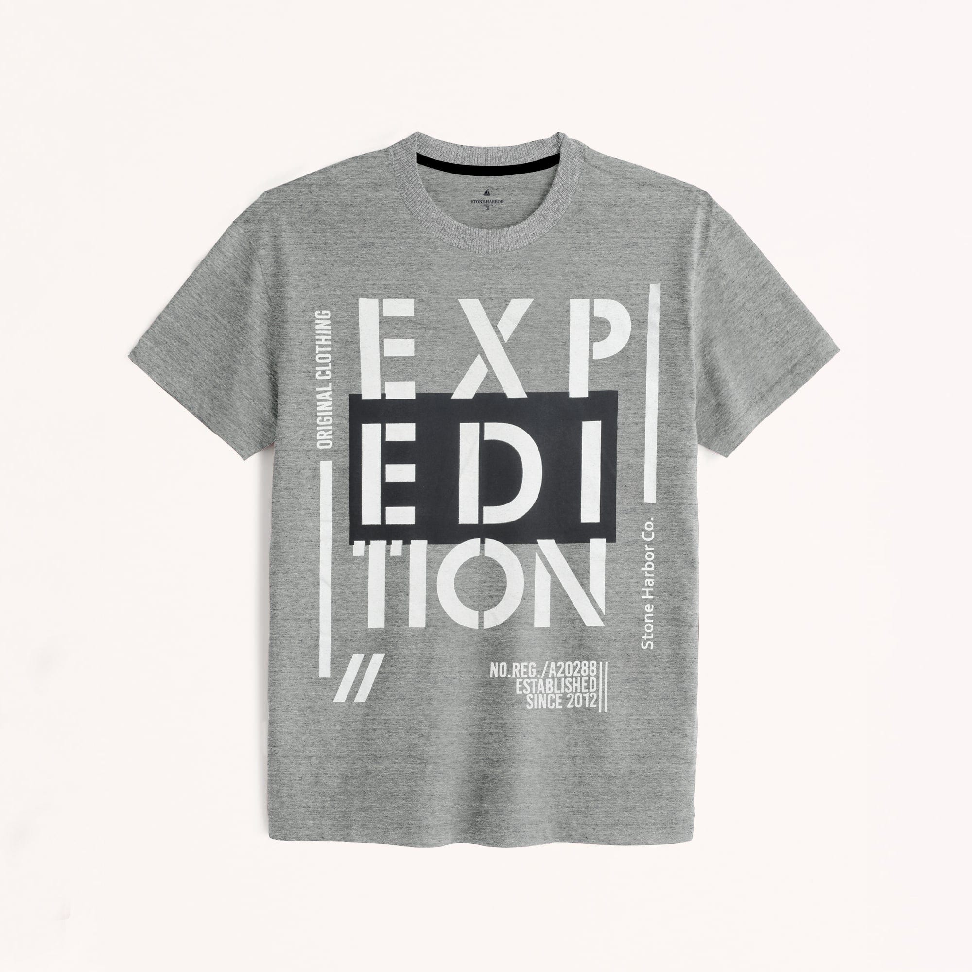 Stone Harbor Men's Tee Shirt Grey / S MEN'S GREY PRINTED T-SHIRT