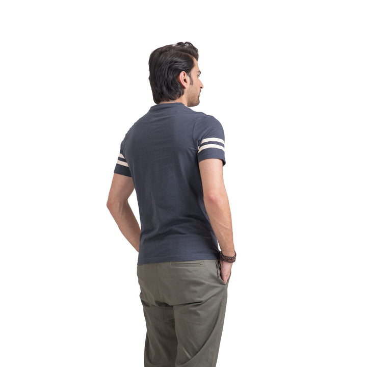 Stone Harbor Men's Tee Shirt MEN'S BLACK PANEL TRENDY TEE SHIRT