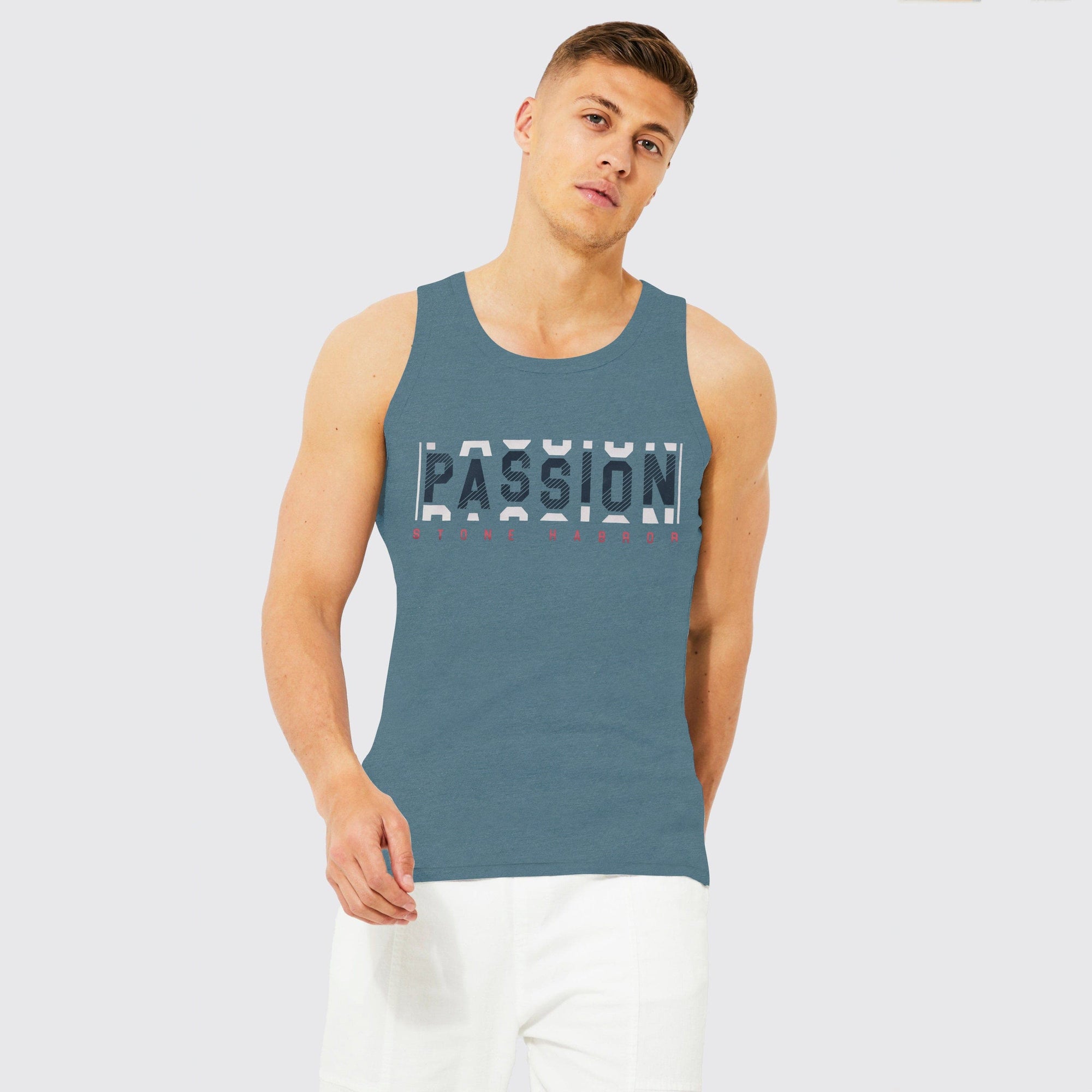 Stone Harbor Men's Vest Dusty Blue / S MEN'S PASSION PRINTED GYM VEST