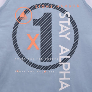 Stone Harbor Men's Vest MEN'S SLATE BLUE PRINTED GYM VEST