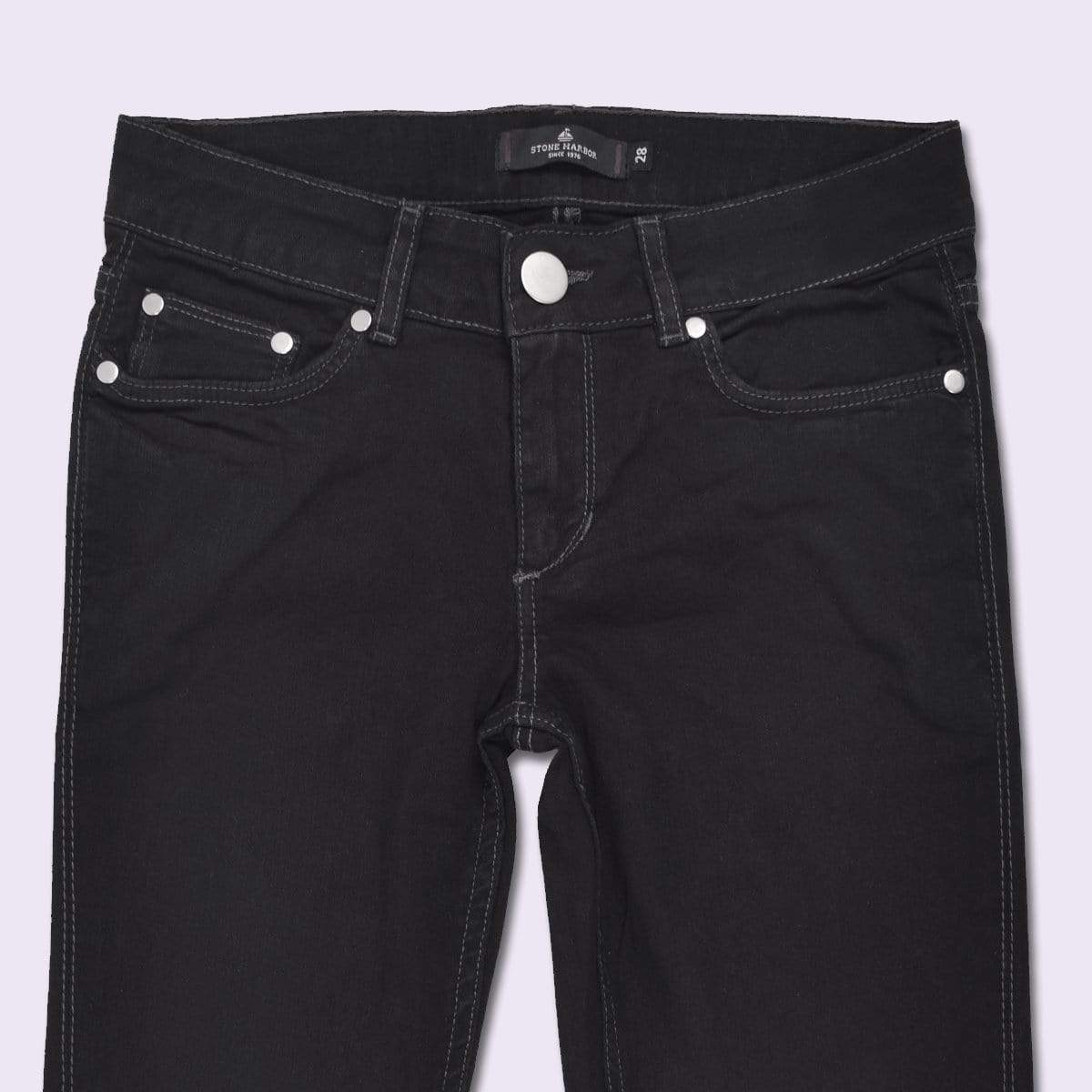 Stone Harbor Women Denim WOMEN'S STONE HARBO SLIM FIT SOLID BLACK DENIM JEANS