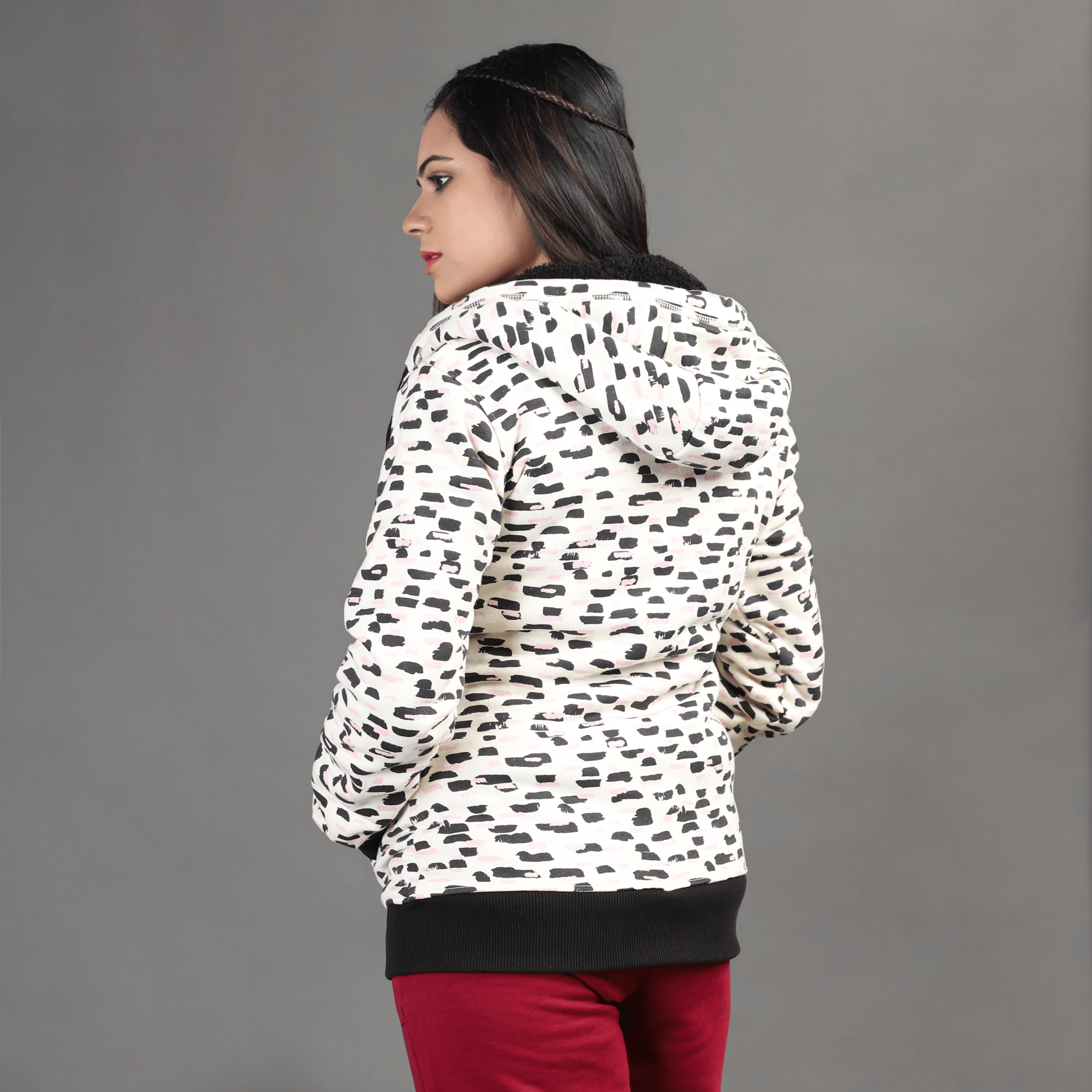 Fur lined zip sales up hoodie womens