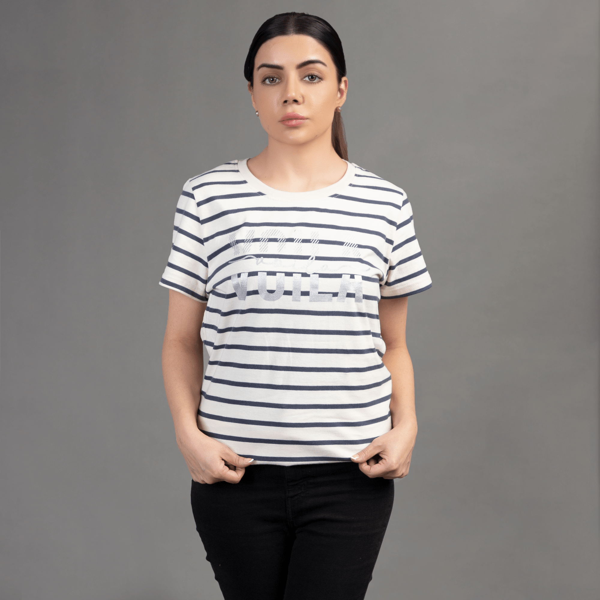Stone Harbor Women T Shirt White Striper / S (10) WOMEN'S STRIPER GRAPHIC TEE SHIRT